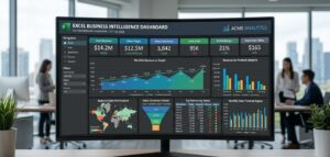 modern Excel dashboard with charts, KPIs, graphs, business intelligence style